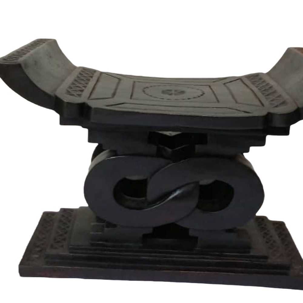 Black Wooden Ashanti Decorative Stool